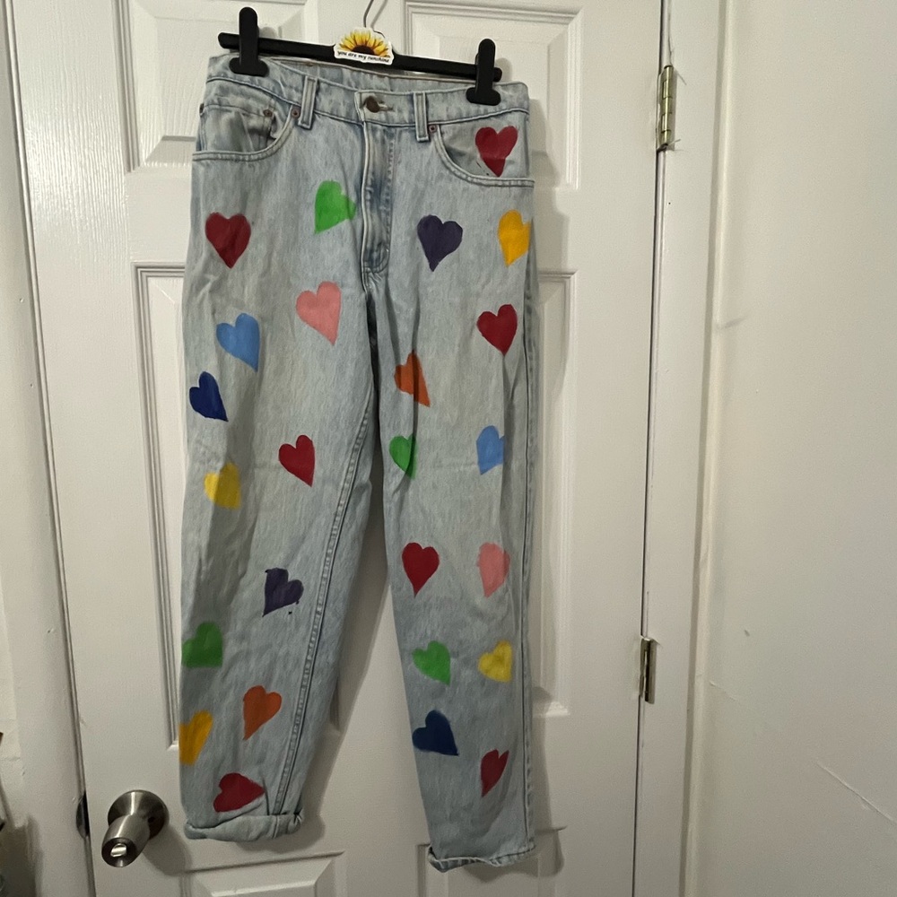 Hand painted Levi's Light Blue Jeans